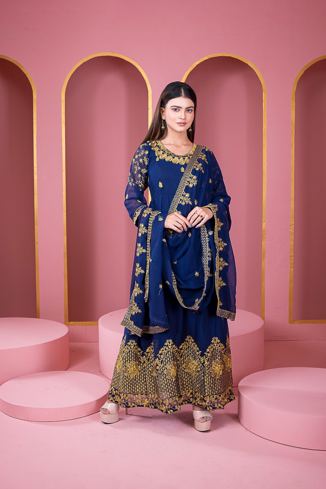 readymade Georgette embroidery party dress